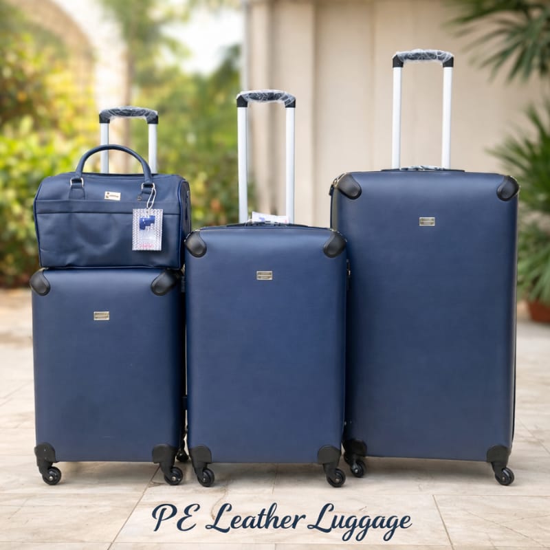 Plain P.E leather luggage lightweight durable suitcase set